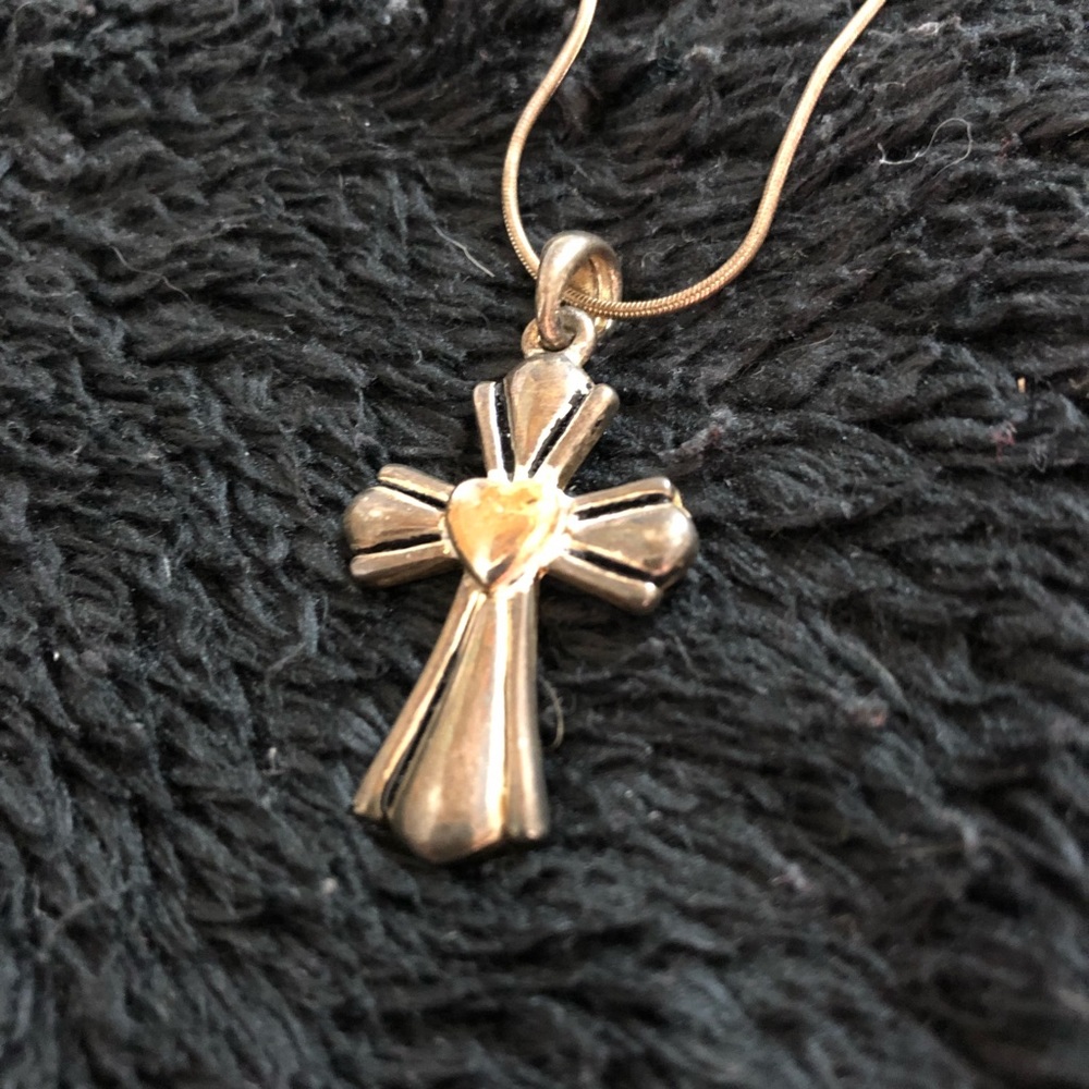Silver and gold cross necklace